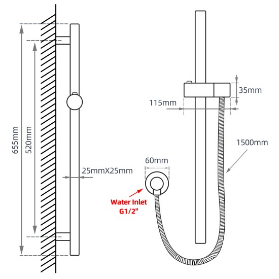 Round Matt black Shower Rail With Hand held Shower Set Round Matt black Shower Rail With Hand held Shower Set